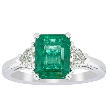 Platinum 2.16ct Emerald & Diamond Ring