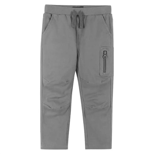 Boys Twill Zip Pocket Pants In Grey