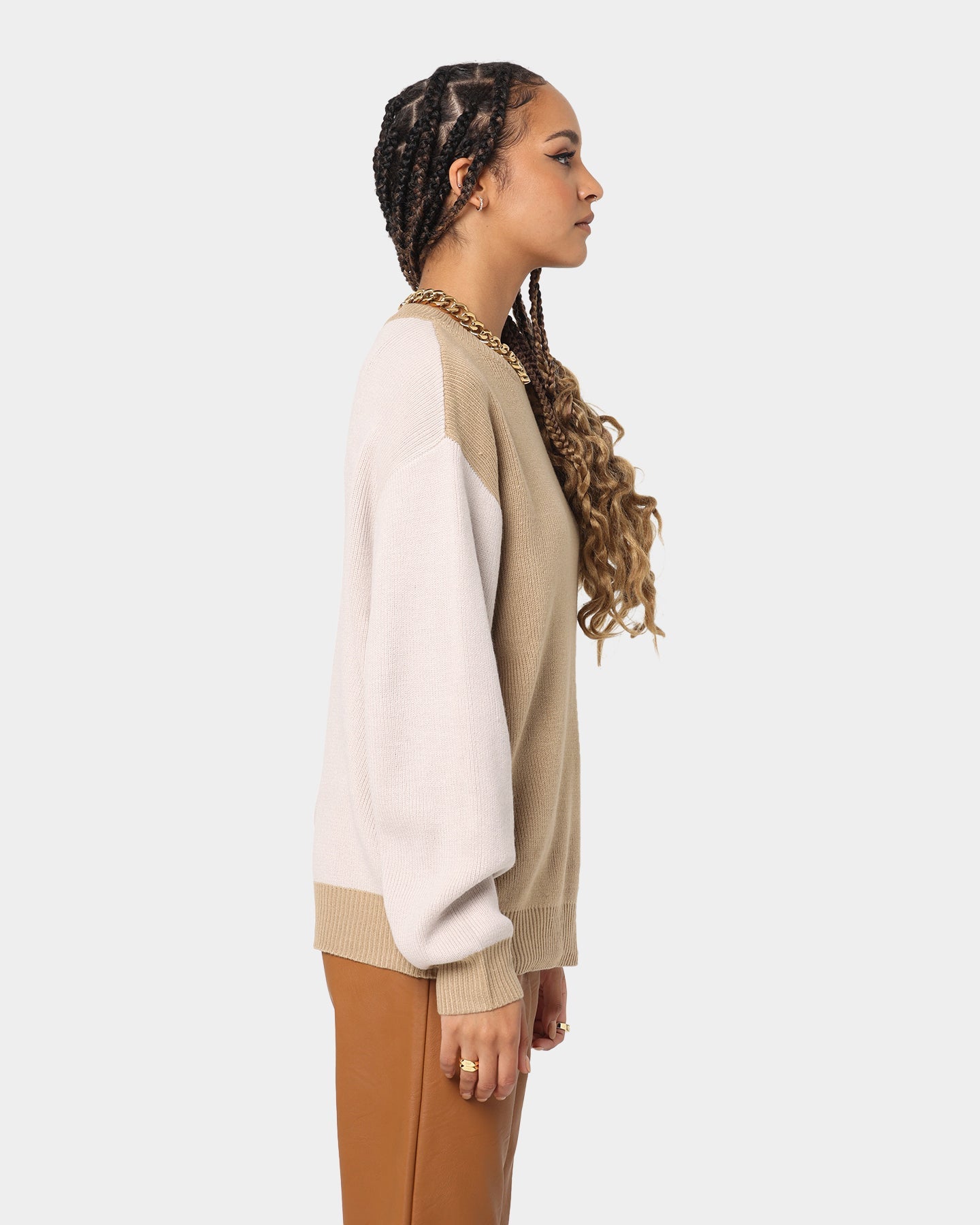 XXIII Nemes Colour Block Cardigan Beige