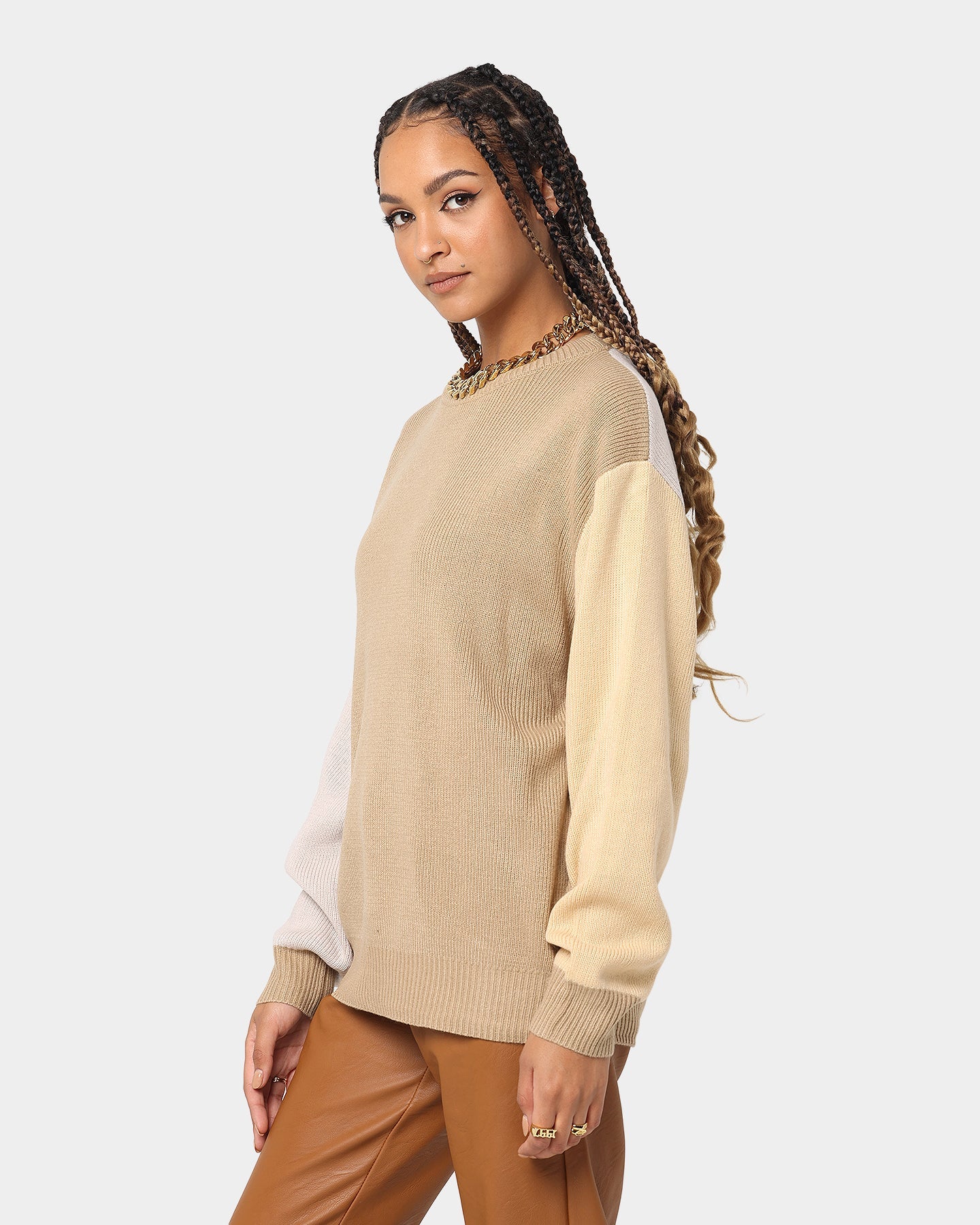 XXIII Nemes Colour Block Cardigan Beige