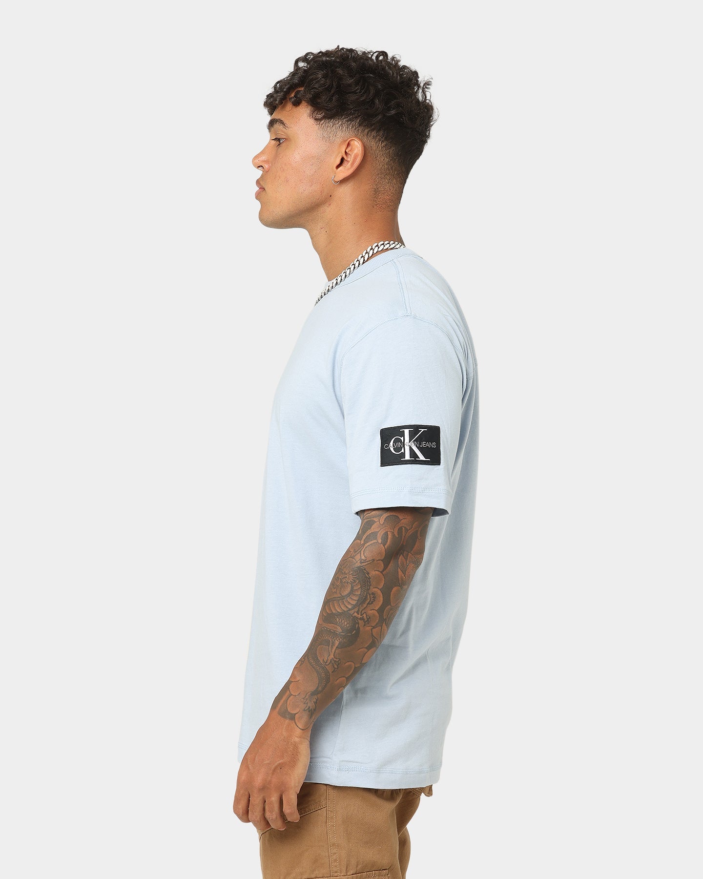 Calvin Klein Monogram Sleeve Badge T-Shirt Bayshore Blue