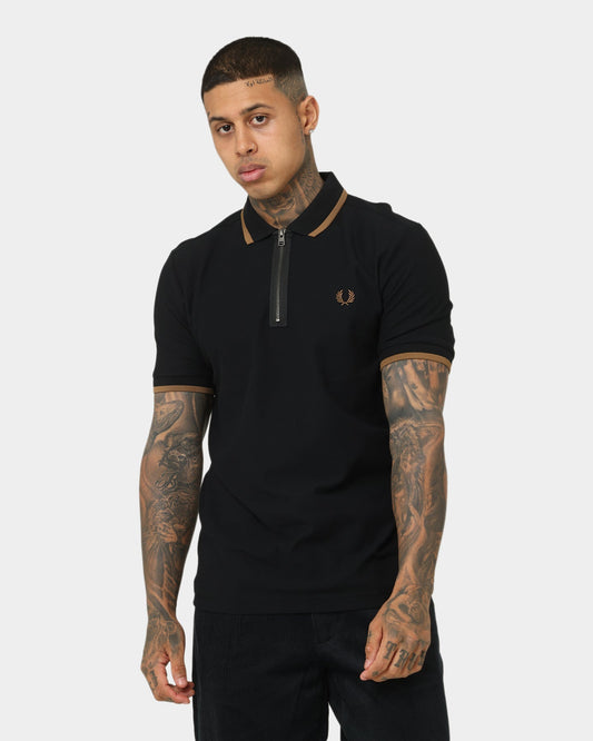 Fred Perry Half Zip Polo Shirt Black