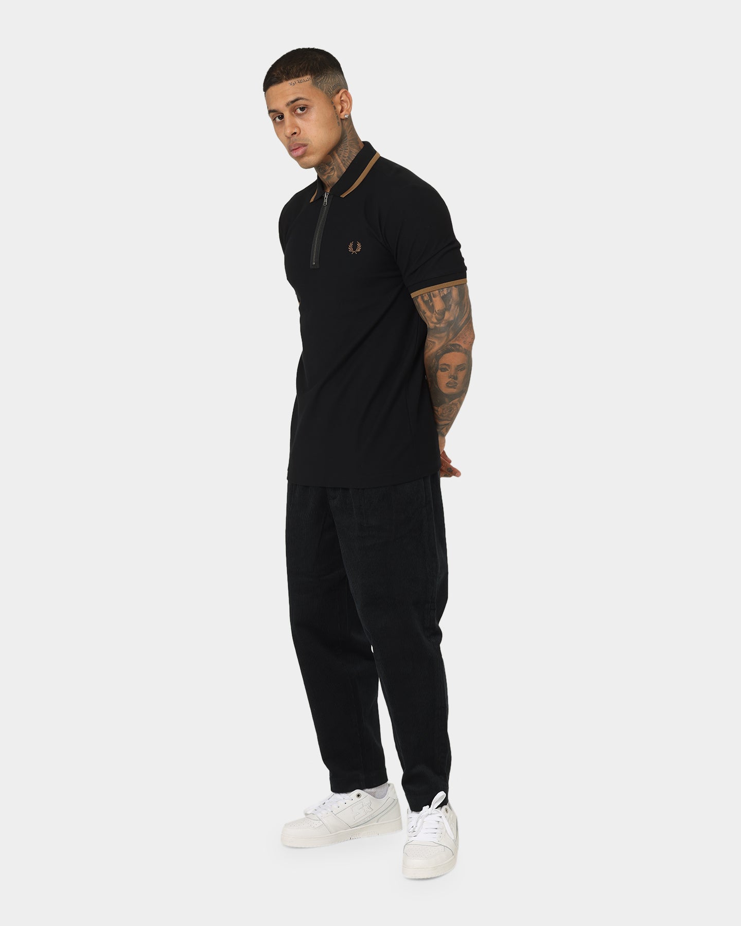 Fred Perry Half Zip Polo Shirt Black