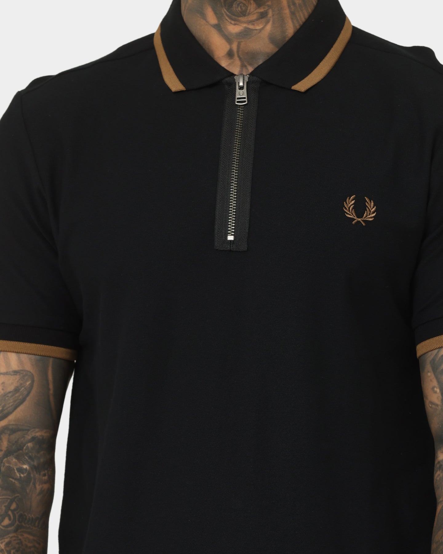 Fred Perry Half Zip Polo Shirt Black