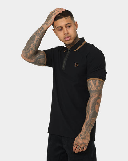 Fred Perry Half Zip Polo Shirt Black