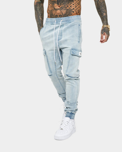 Saint Morta Annex Denim Cargo Joggers Light Blue