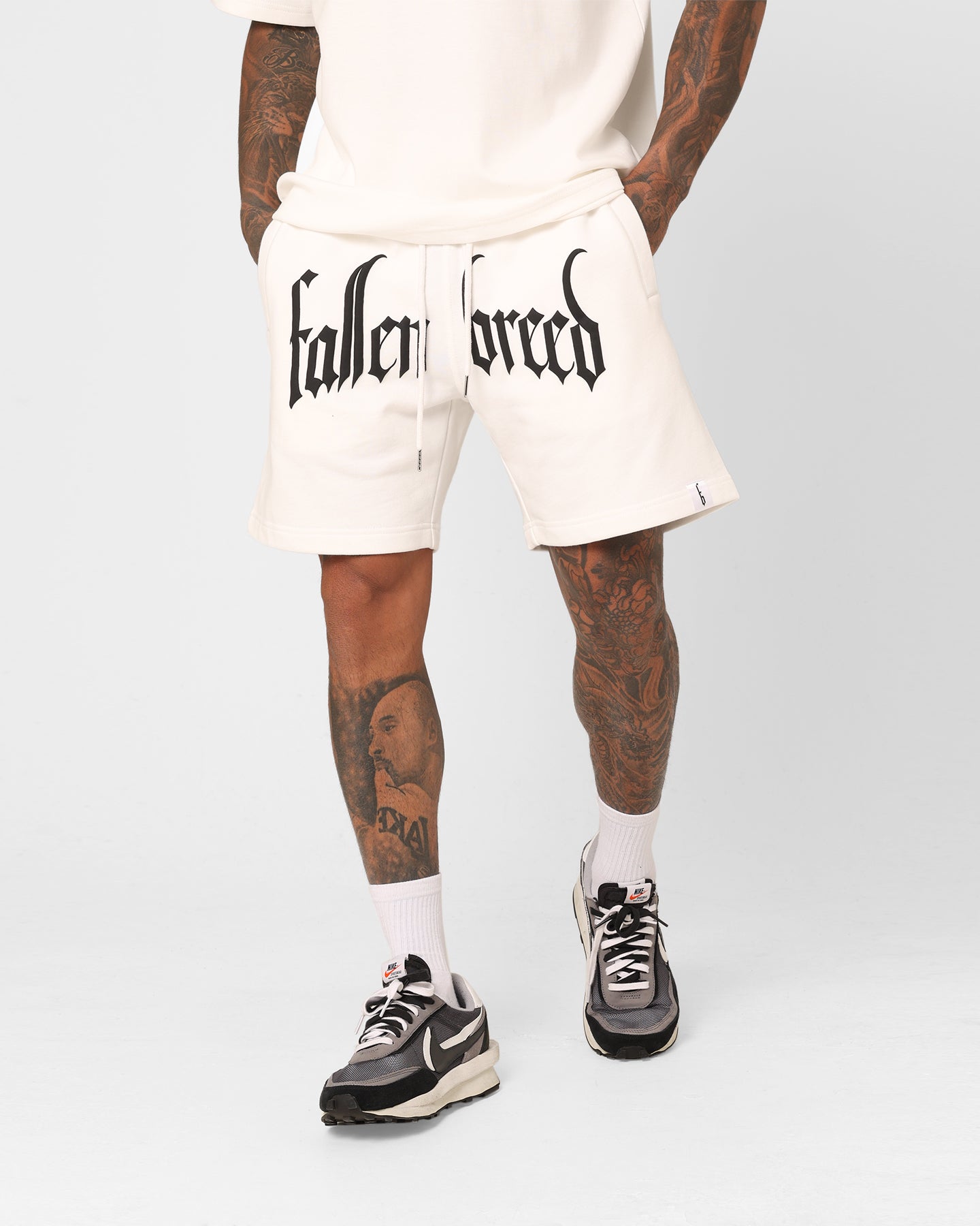 Fallen Breed Puff Logo Zip Sweat Shorts White/Black