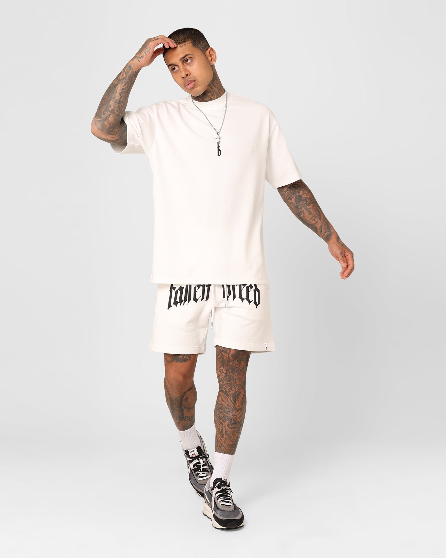 Fallen Breed Puff Logo Zip Sweat Shorts White/Black