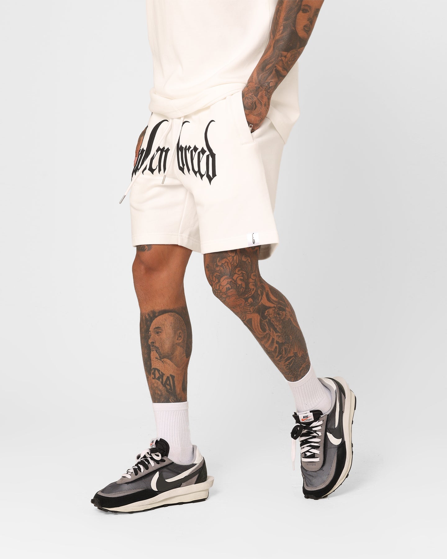 Fallen Breed Puff Logo Zip Sweat Shorts White/Black