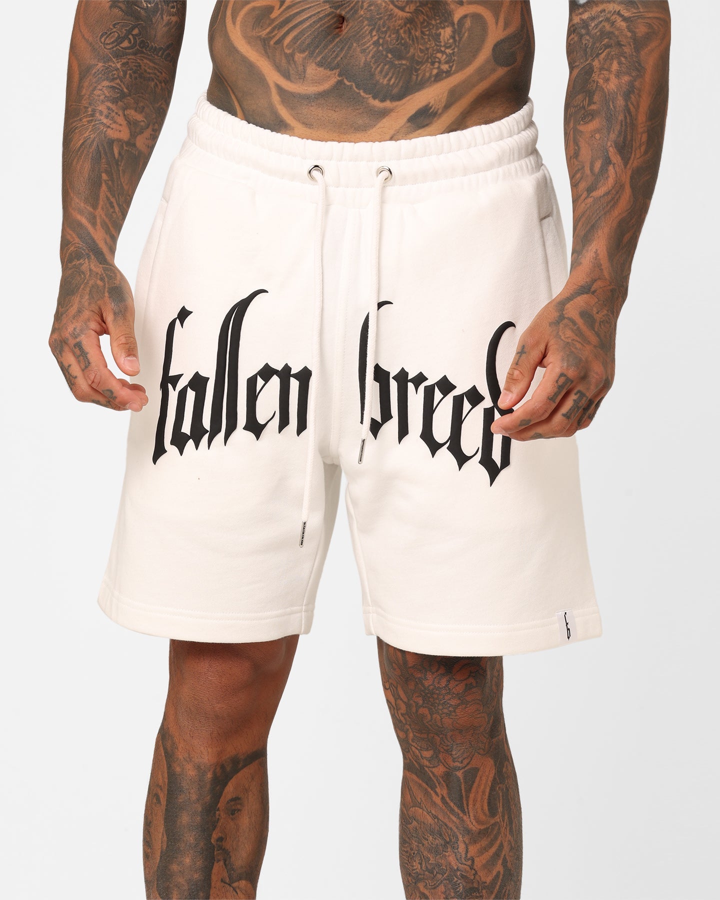 Fallen Breed Puff Logo Zip Sweat Shorts White/Black