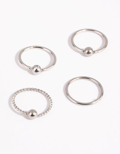 Surgical Steel Textured Nose Ring Pack