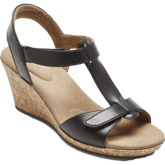 Rockport Womens Blanca Faux Leather Ankle Strap T-Strap Sandals