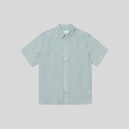 Kris Linen Shirt (Washed Denim Blue + Ivory)