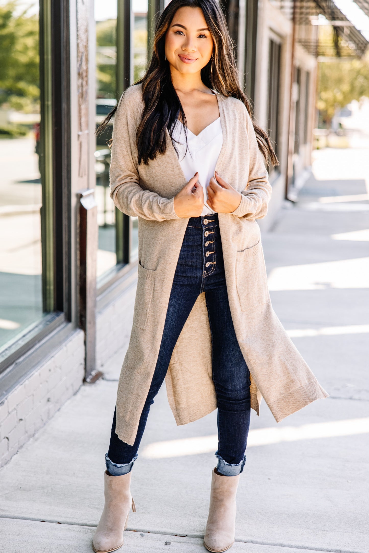 All Class Oatmeal Brown Cardigan