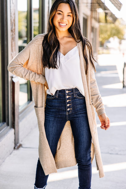 All Class Oatmeal Brown Cardigan