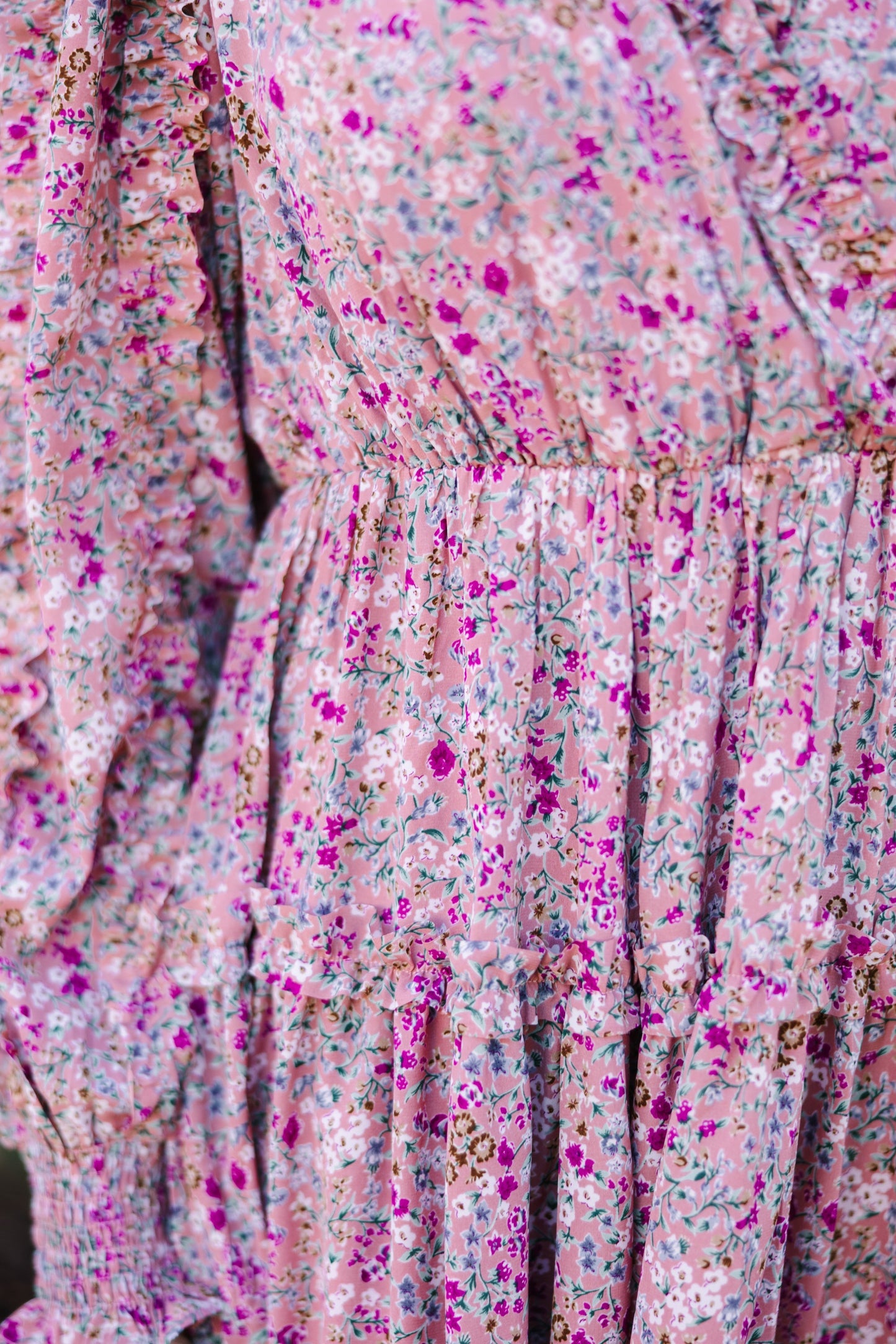 Tell Your Story Dusty Pink Ditsy Floral Midi Dress