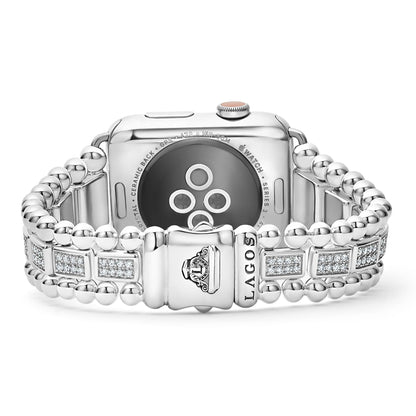 Smart Caviar Sterling Silver Full Diamond Watch Bracelet-42-49mm