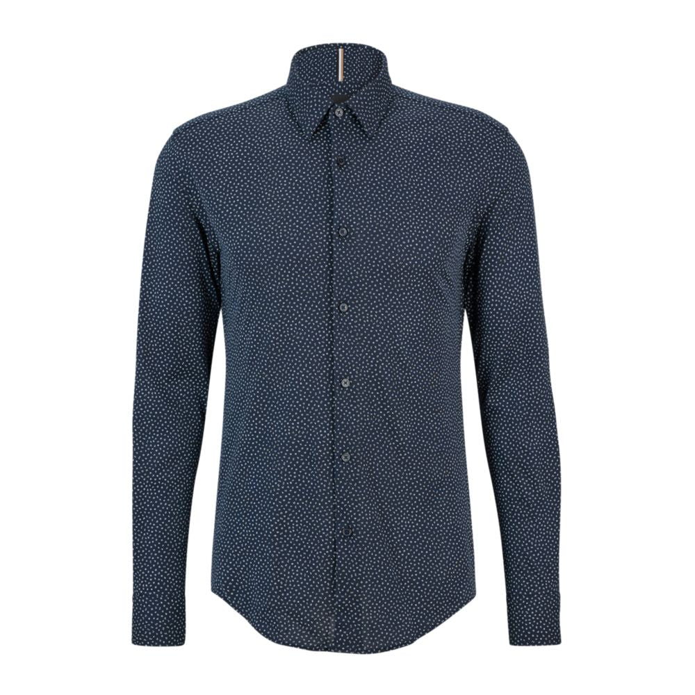 Slim-fit shirt in printed flex-weave fabric