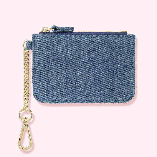 Mini Keychain Wallet In Denim