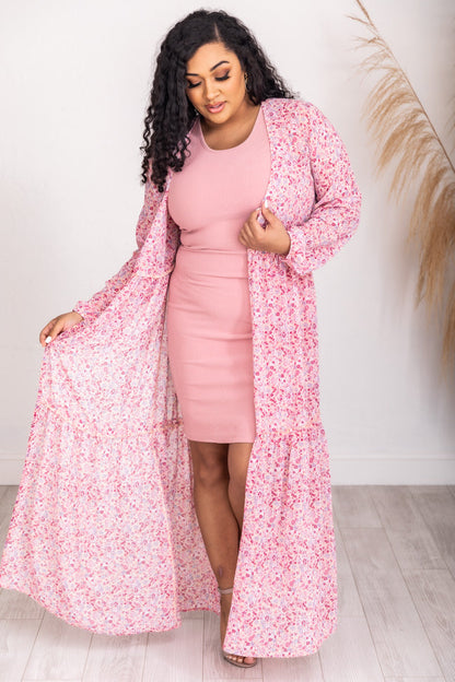 Valley Flower Pink Duster Floral Kimono FINAL SALE