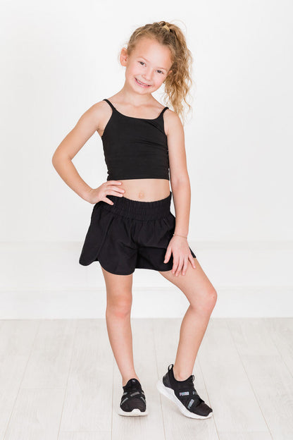 Kid's Errands To Run Black High Waisted Athletic Shorts   FINAL SALE