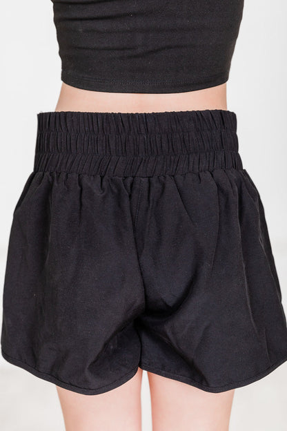 Kid's Errands To Run Black High Waisted Athletic Shorts   FINAL SALE