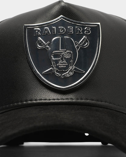 New Era Raiders Lamb Skin Suede Metal 9FORTY K-Frame Snapback Black/Silver