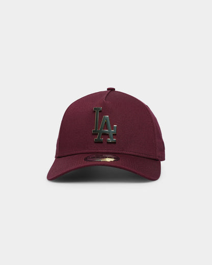 New Era Men's Los Angeles Dodgers Metal Badge 9FORTY A-Frame Snapback Maroon/Gold