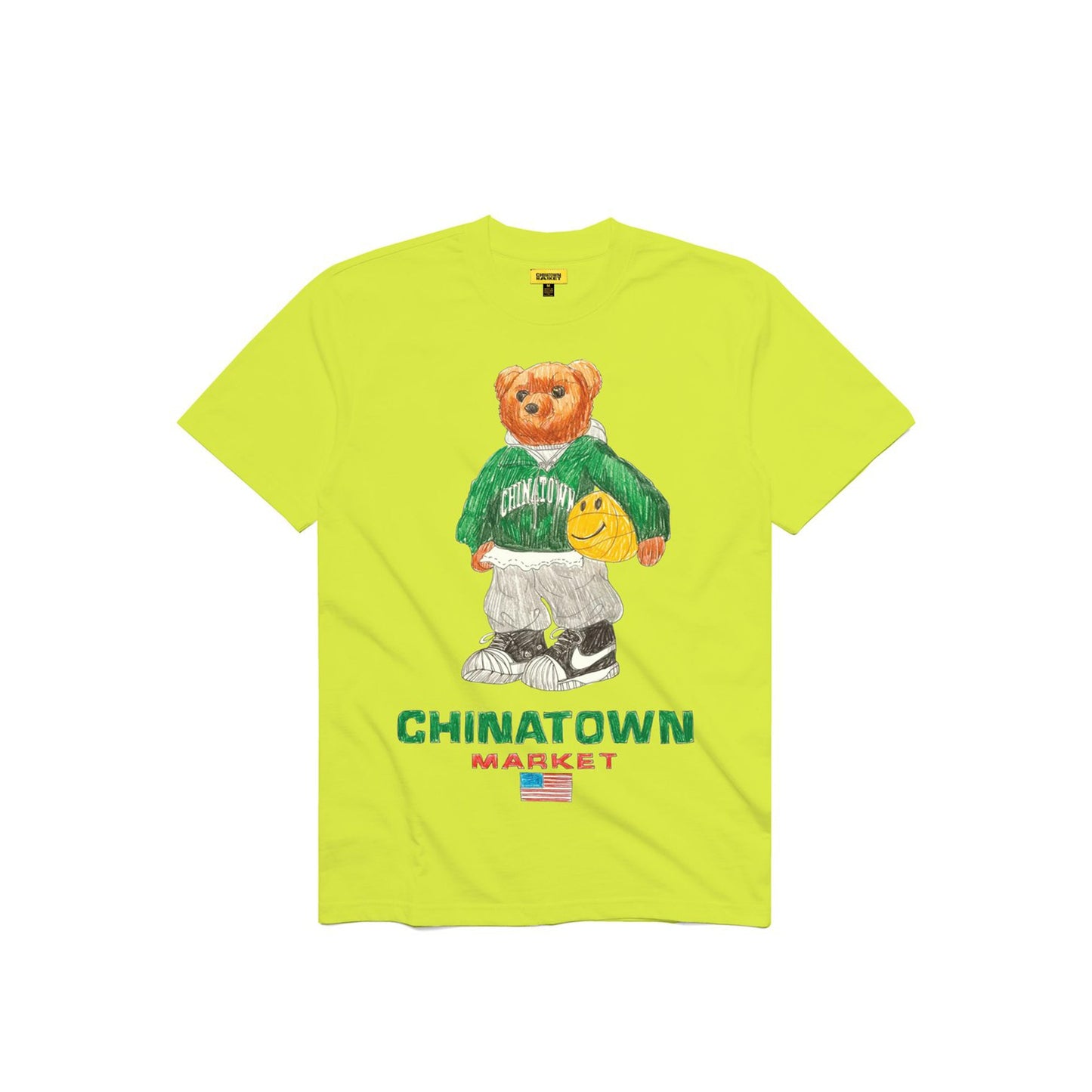 Chinatown Market Mens Smiley Sketch Basketball Bear Tee