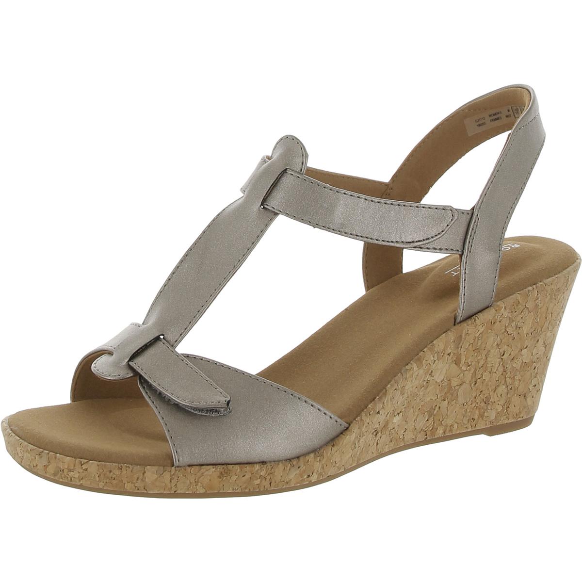 Rockport Womens Blanca Faux Leather Ankle Strap T-Strap Sandals