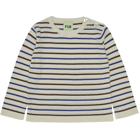 FUB Baby Contrast Striped Blouse Ecru/Cobolt/Maroon