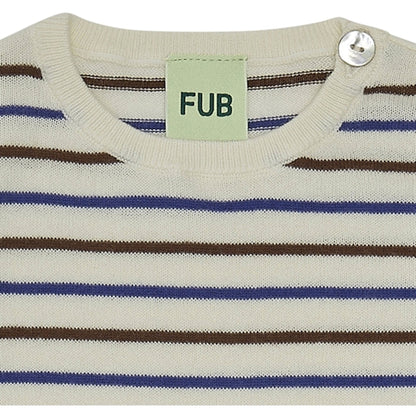 FUB Baby Contrast Striped Blouse Ecru/Cobolt/Maroon