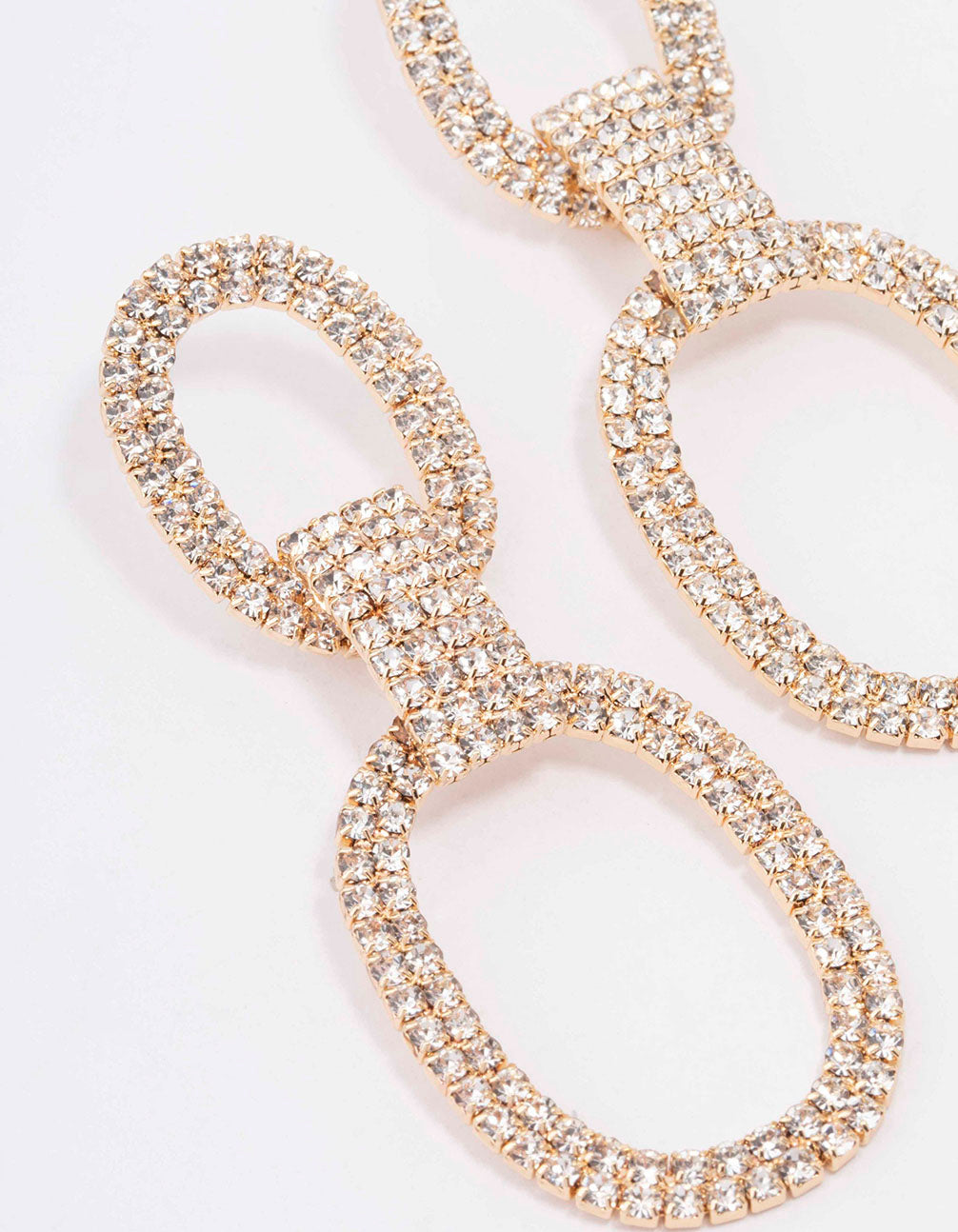 Gold Linked Oval Drop Earrings