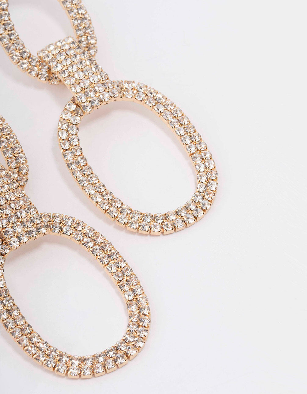 Gold Linked Oval Drop Earrings