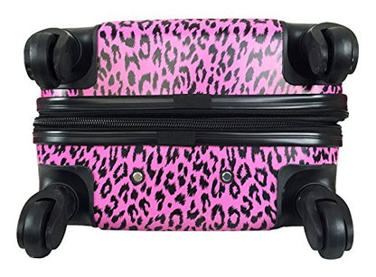 3Pc Luggage Set Hardside Rolling 4Wheel Spinner Carryon Travel Case Poly Pink Cheetah