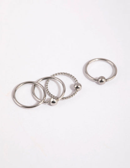 Surgical Steel Textured Nose Ring Pack