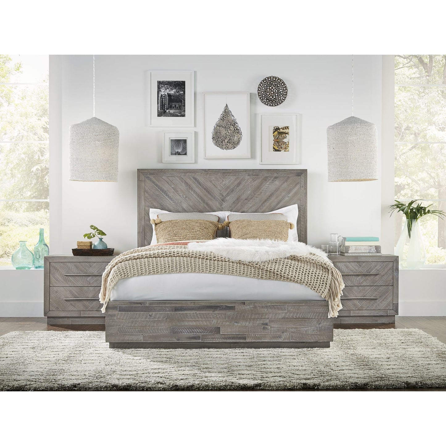 Alexandra Platform Bed - Rustic Latte