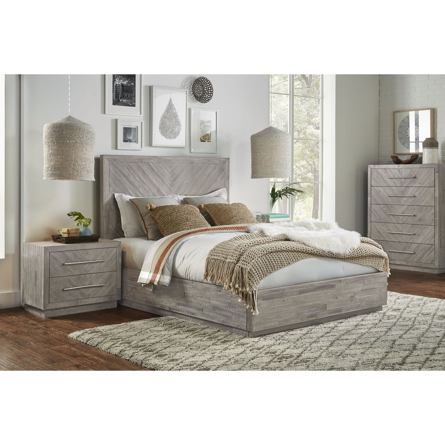 Alexandra Platform Bed - Rustic Latte