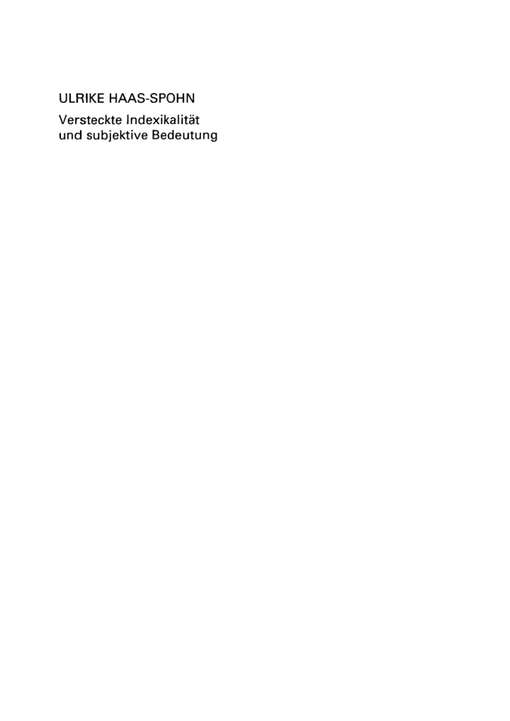 Versteckte Indexikalität und subjektive Bedeutung 1st Edition PDF E-book :