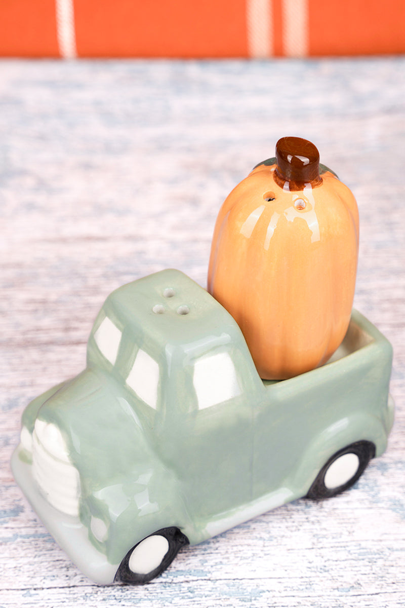 Pumpkin Harvest Truck Salt & Pepper Shaker Set