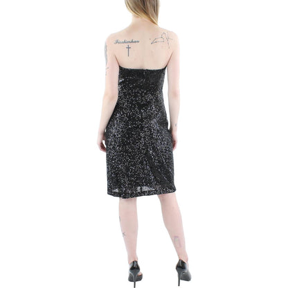 Womens Sequined Strapless Mini Dress