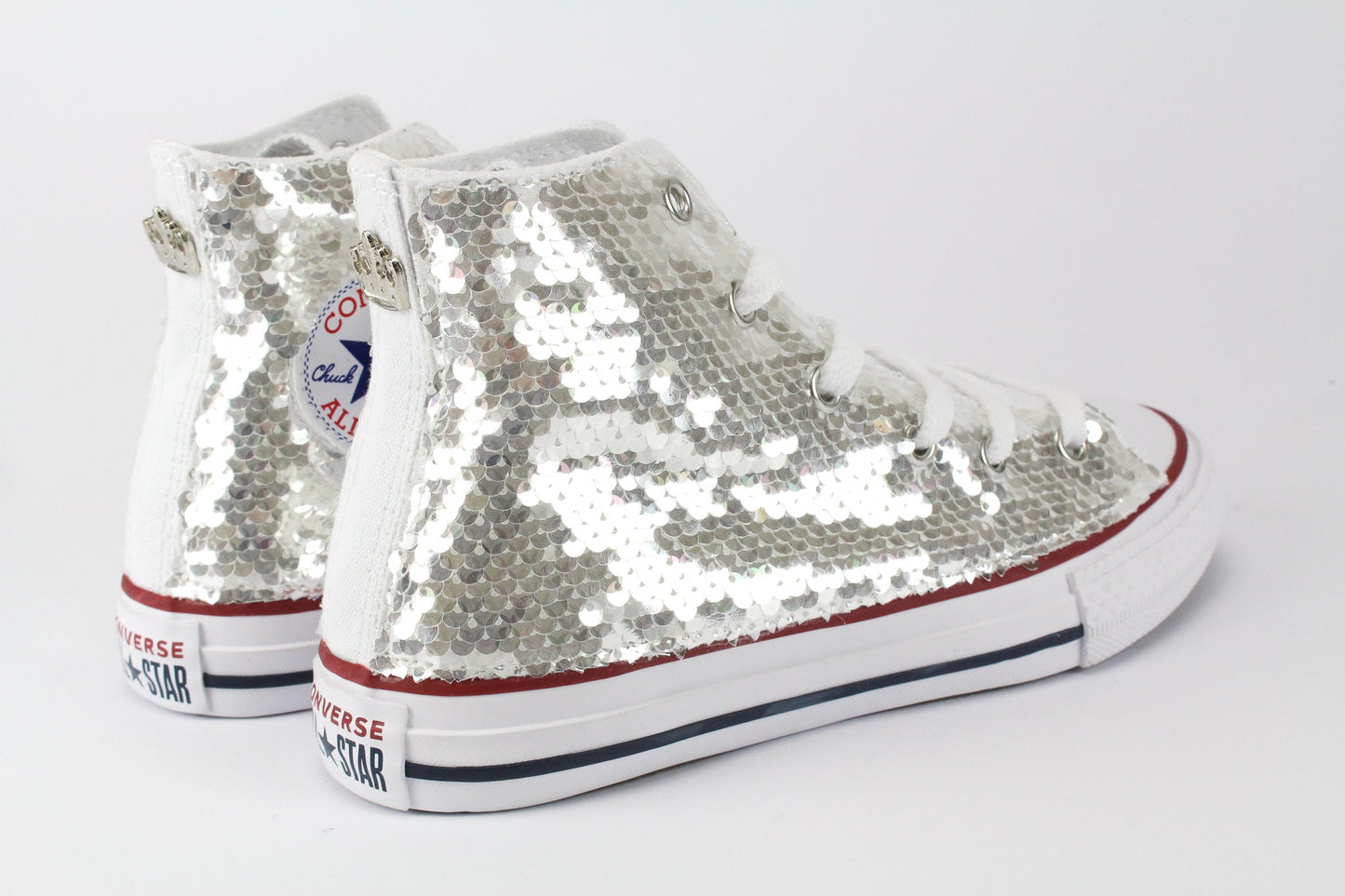 Converse All Star White & Silver Paillettes