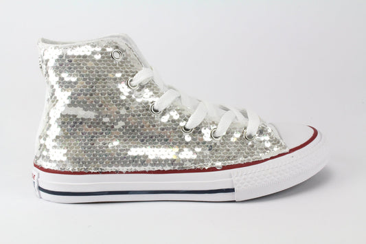 Converse All Star White & Silver Paillettes