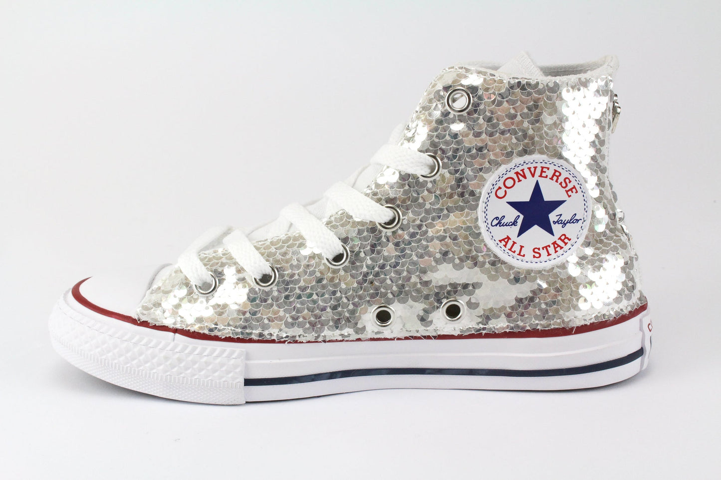 Converse All Star White & Silver Paillettes