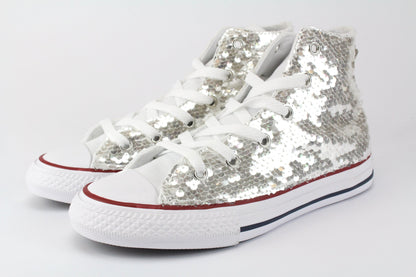 Converse All Star White & Silver Paillettes