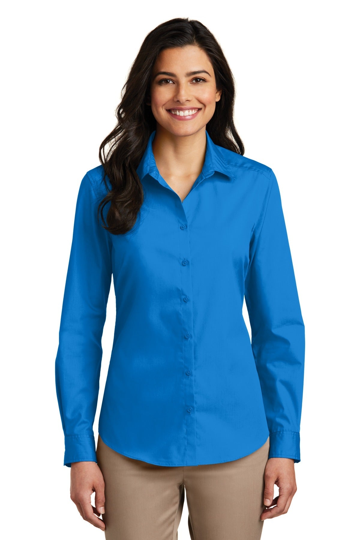 Port Authority   Ladies Long Sleeve Carefree Poplin Shirt  LW100