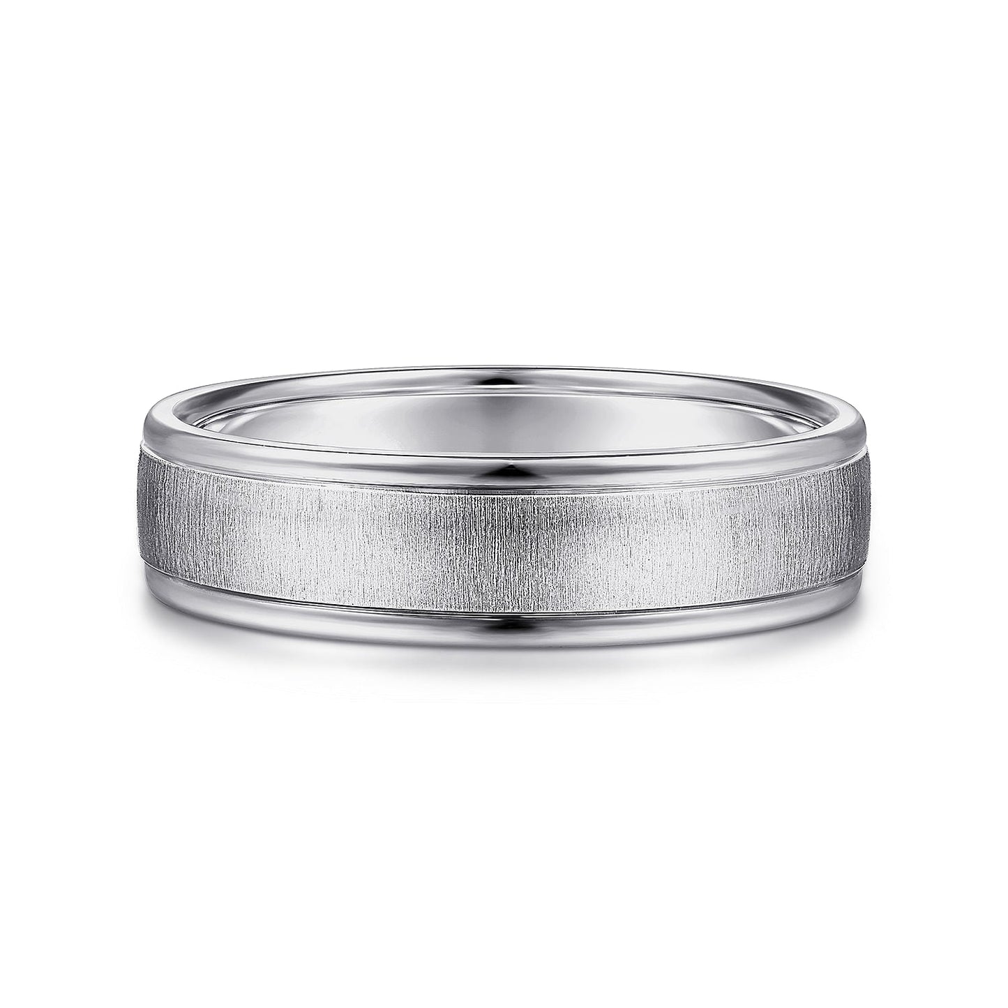 14K White Gold 6mm - Men's Wedding Band in Sandblast Finish