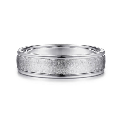 14K White Gold 6mm - Men's Wedding Band in Sandblast Finish