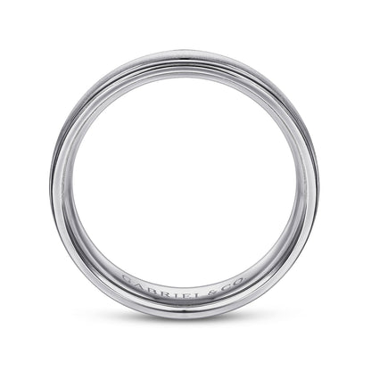 14K White Gold 6mm - Men's Wedding Band in Sandblast Finish