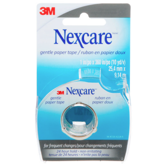 NEXCARE GENTLE PAPER TAPE w/DISPENSER - 2.54 cm x 9.14 m